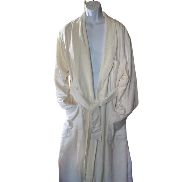 Cypress Hotel Spa White Terry Cloth Lined Robe Size OSFA Pockets Belt Mens - Picture 4 of 6